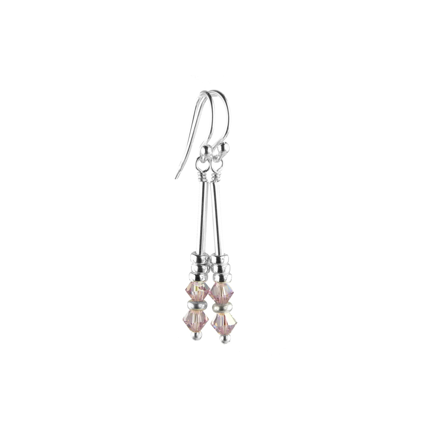 Silver Long Dangle Earrings June Alexandrite Crystals