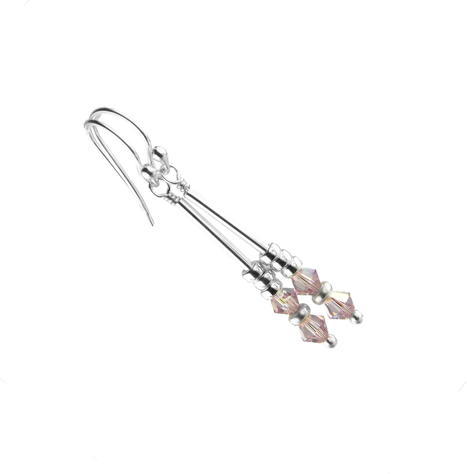 Silver Long Dangle Earrings June Alexandrite Crystals