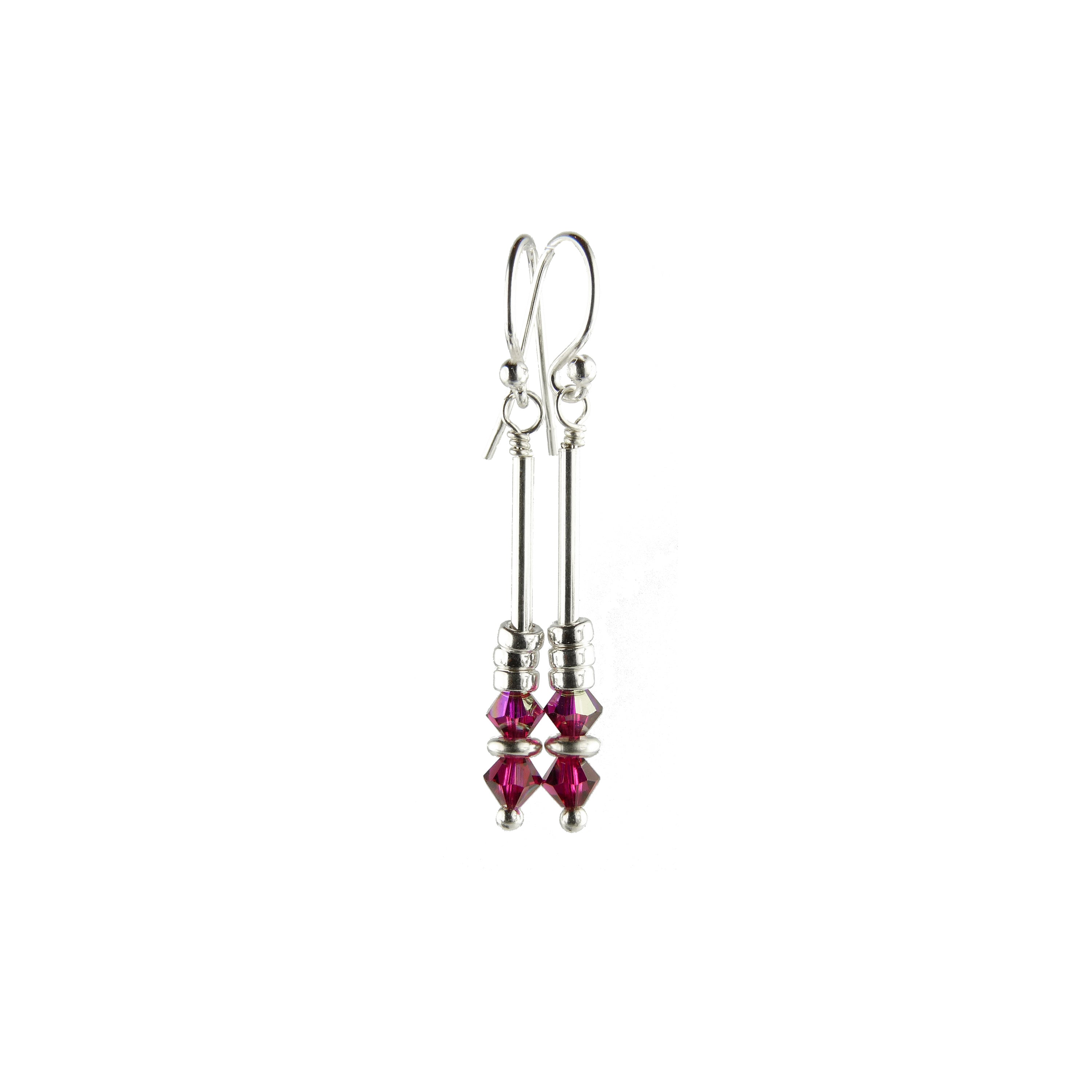 Ruby Earrings, July Birthstone Earrings, Red Minimalist Dangle Earrings, Crystal Jewelry Elements