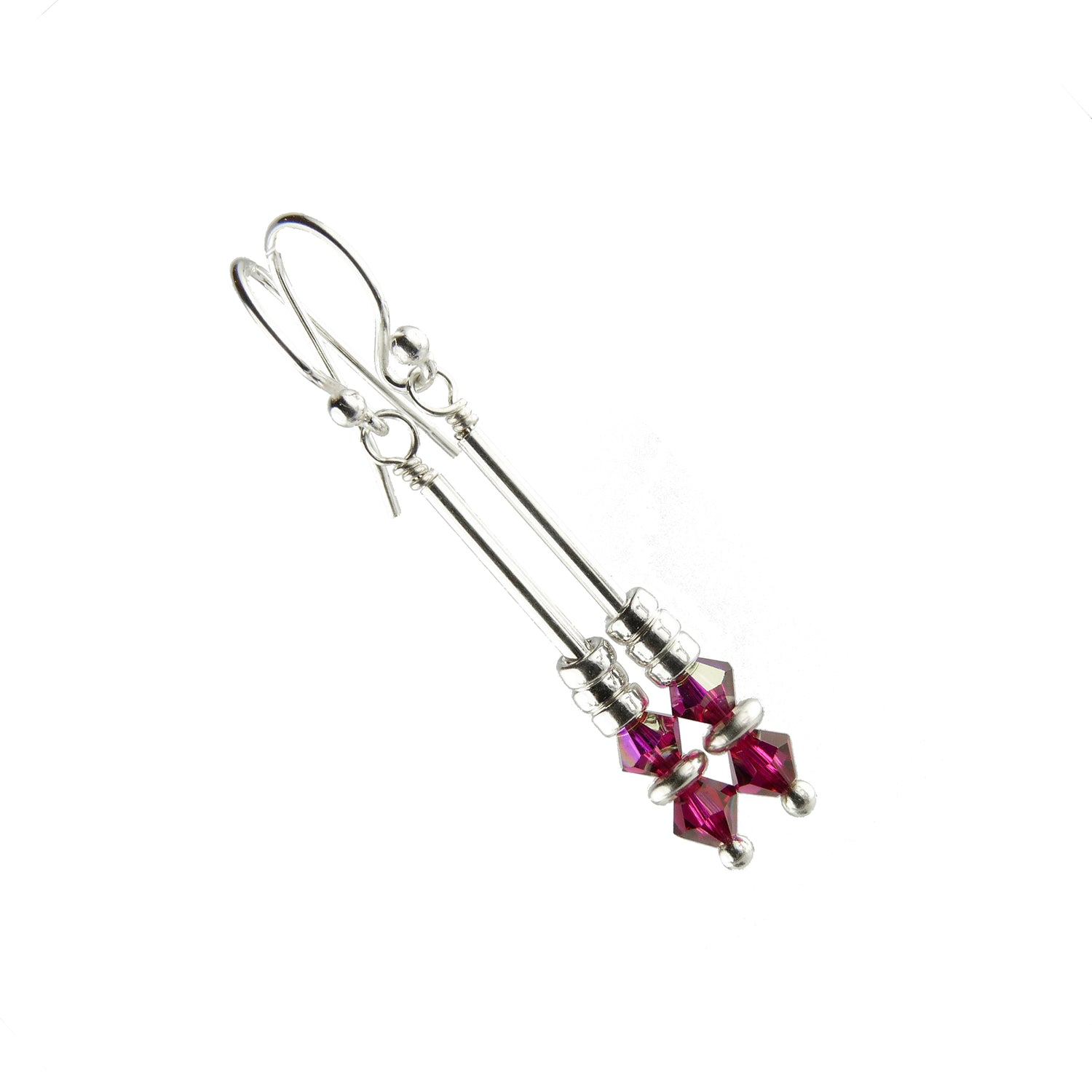 Ruby Earrings, July Birthstone Earrings, Red Minimalist Dangle Earrings, Crystal Jewelry Elements