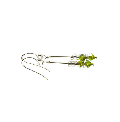 Peridot Earrings, August Birthstone Earrings, Green Minimalist Dangle Earrings, Crystal Jewelry Elements
