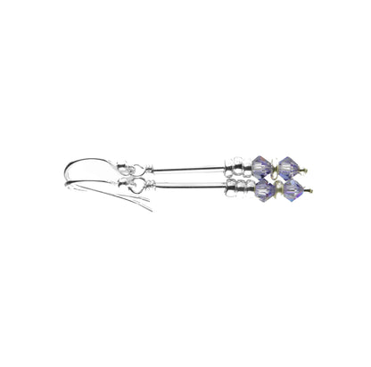 Silver Long Dangle Earrings December Tanzanite Crystals