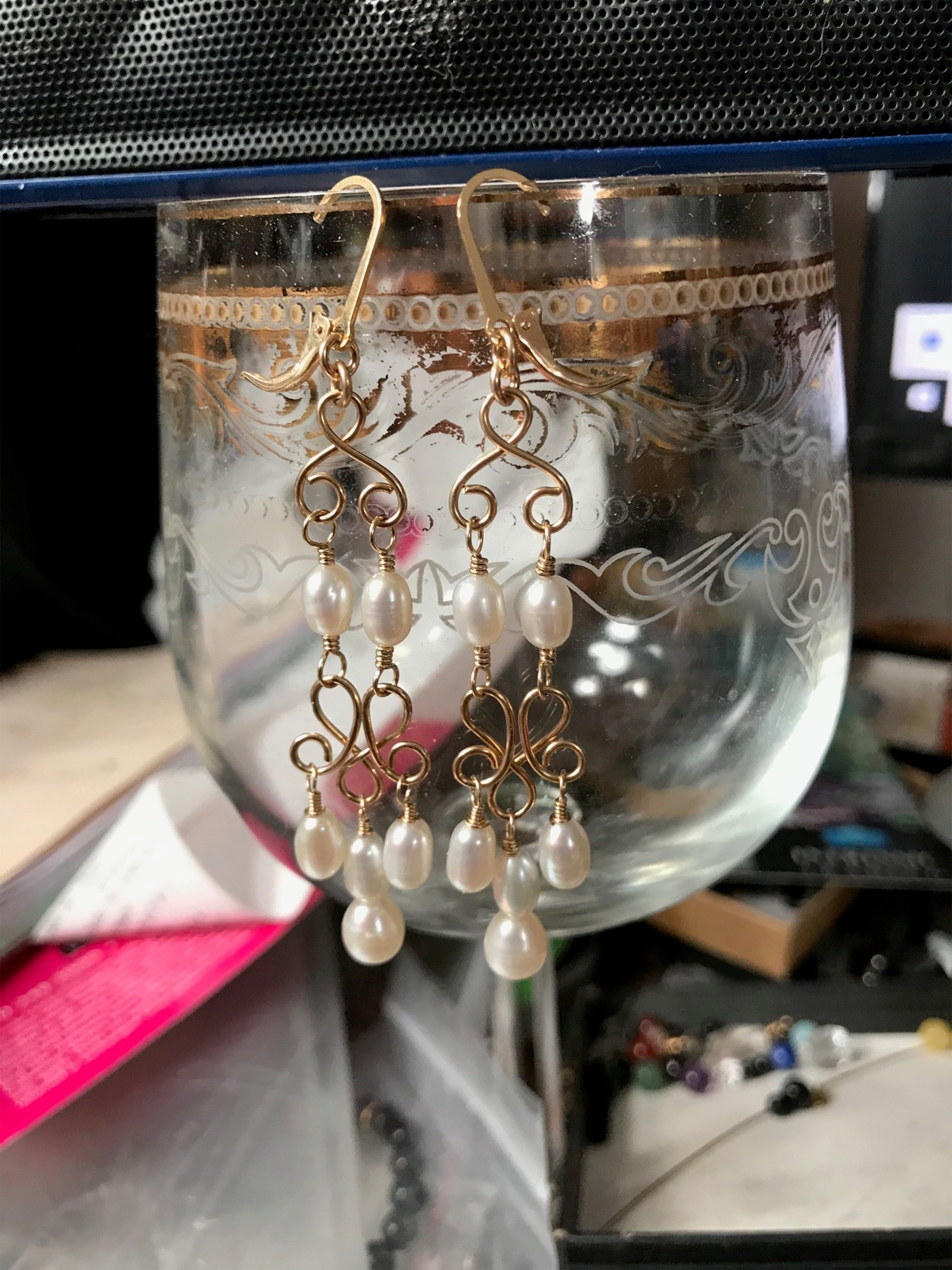 Pearl Chandelier Earrings | Wedding Earrings | Bridal Chandelier Earrings