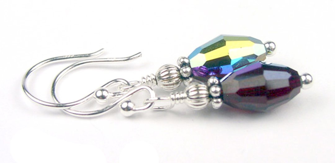 Garnet Earrings, Teardrop Crystal Earrings for Women, Handmade Jewelry, January Birthstone Jewellery Gifts for Her in Silver or Gold