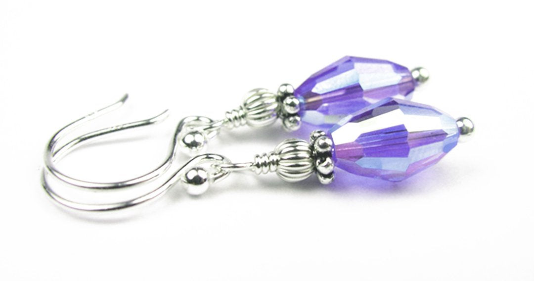 Tanzanite Earrings, December Birthstone Earrings, Handmade Silver Purple Crystal Jewelry Earrings, Tear Drop Earrings