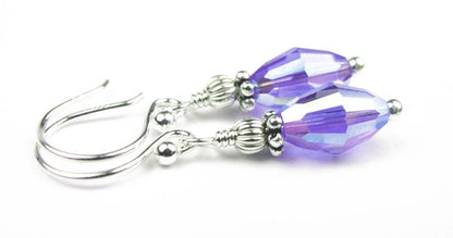 Tanzanite Earrings, December Birthstone Earrings, Handmade Silver Purple Crystal Jewelry Earrings, Tear Drop Earrings