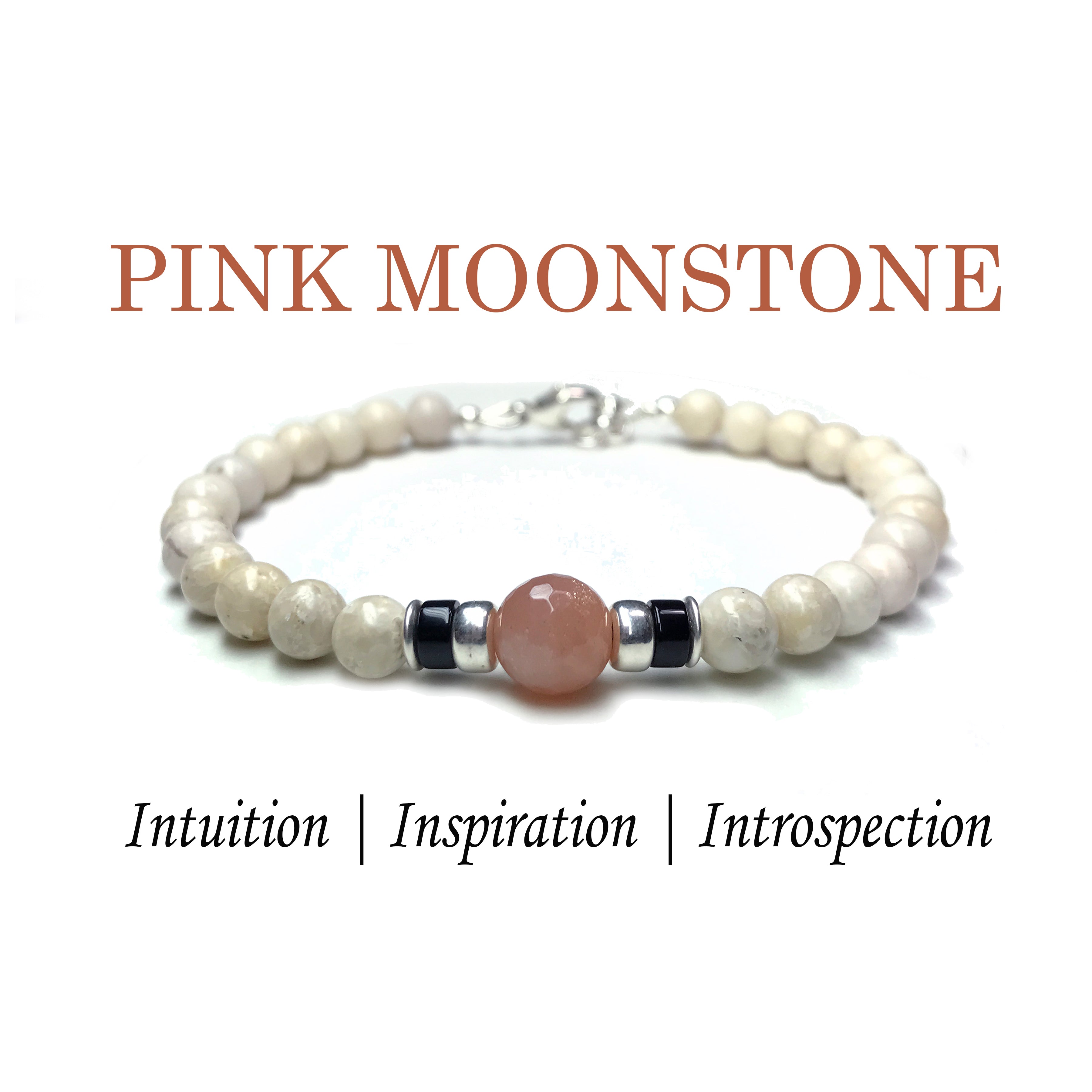 Pink Moonstone Birthstone Bracelets for Men, June Gemini &amp; Cancer Zodiac Stones, 6MM Beaded Father &amp; Son Gifts