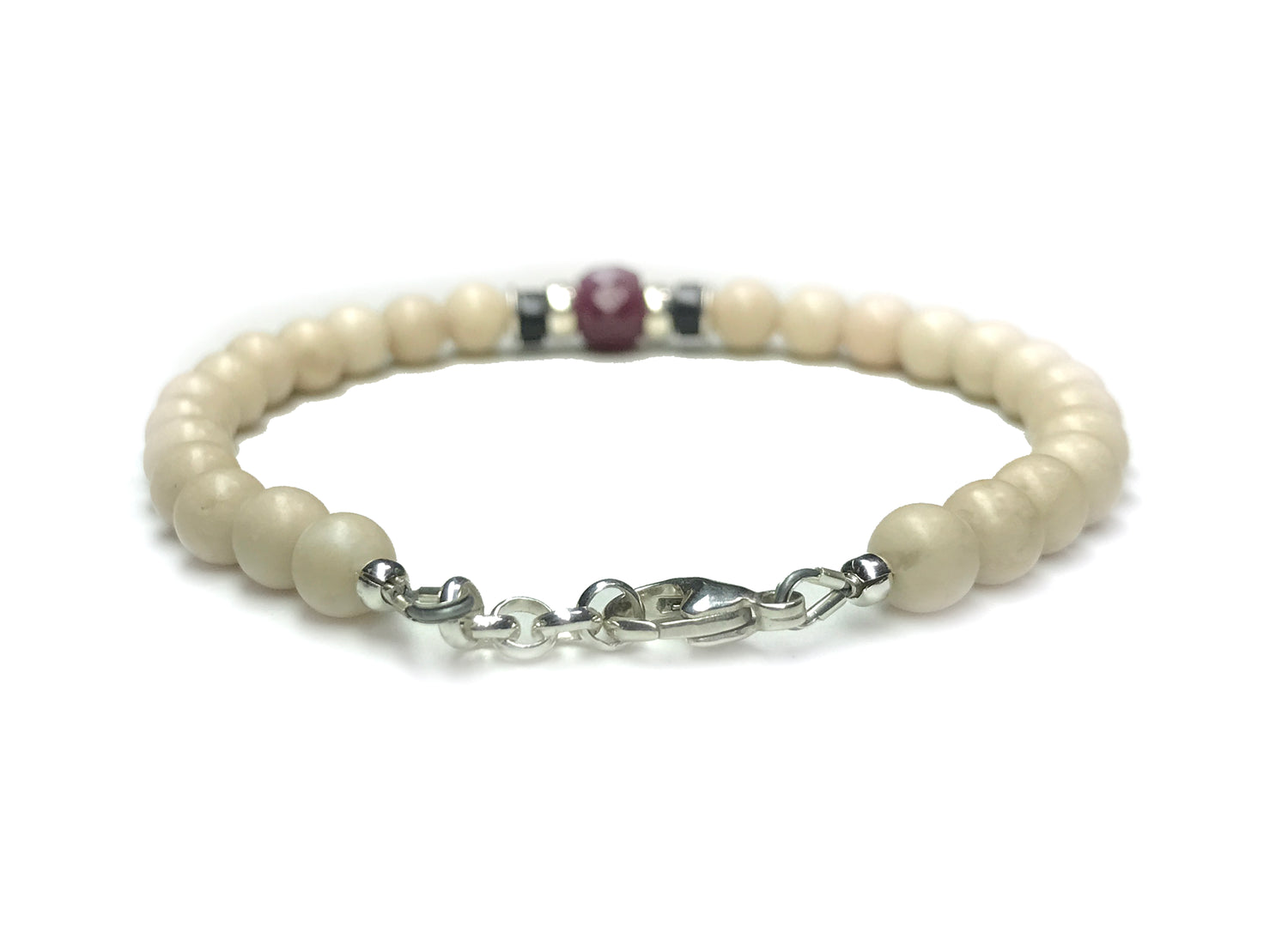 Ruby Birthstone Bracelets for Men, JULY Cancer &amp; Leo Zodiac Stones, 6MM Faceted Beaded Father &amp; Son Gifts