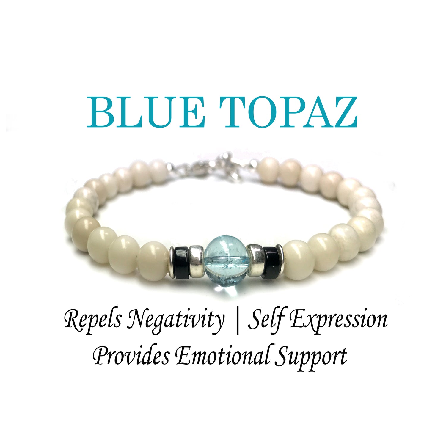 Blue Topaz Birthstone Bracelets for Men, NOVEMBER Sagittarius &amp; Scorpio Zodiac Gemstones , 6MM Beaded Father &amp; Son Gifts