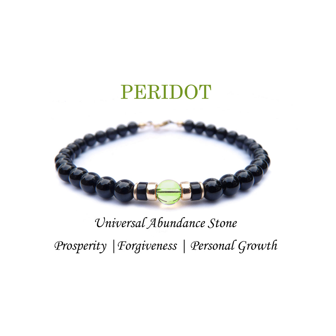 Peridot Mens Birthstone Bracelet, August Birthstone Jewelry, Leo Bracelet, Mens Custom Personalized Gemstone Beaded Black Onyx Birthday Gift