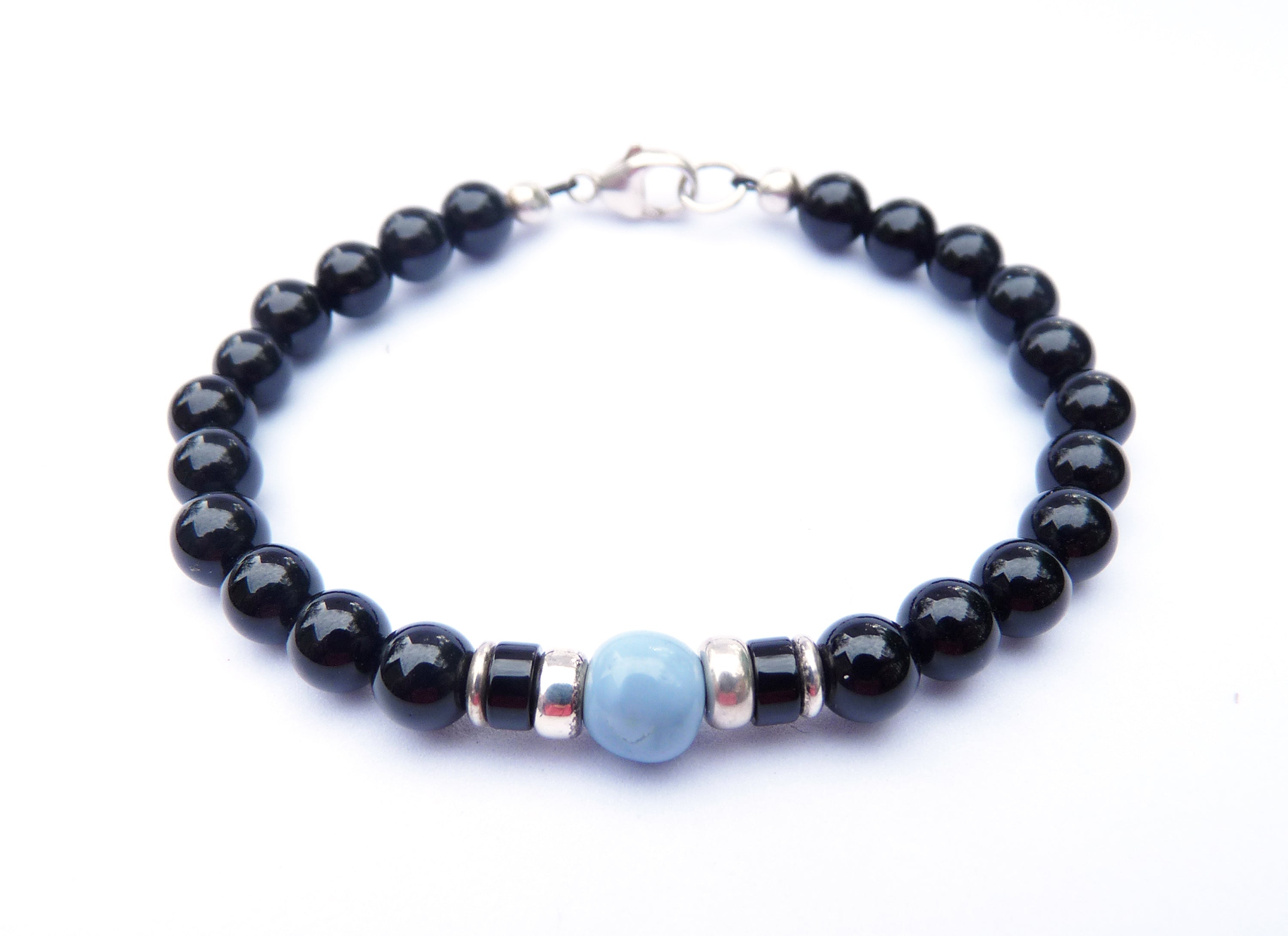 Owyhee Blue Opal Mens Birthstone Bracelet, October Birthstone, Libra Zodiac