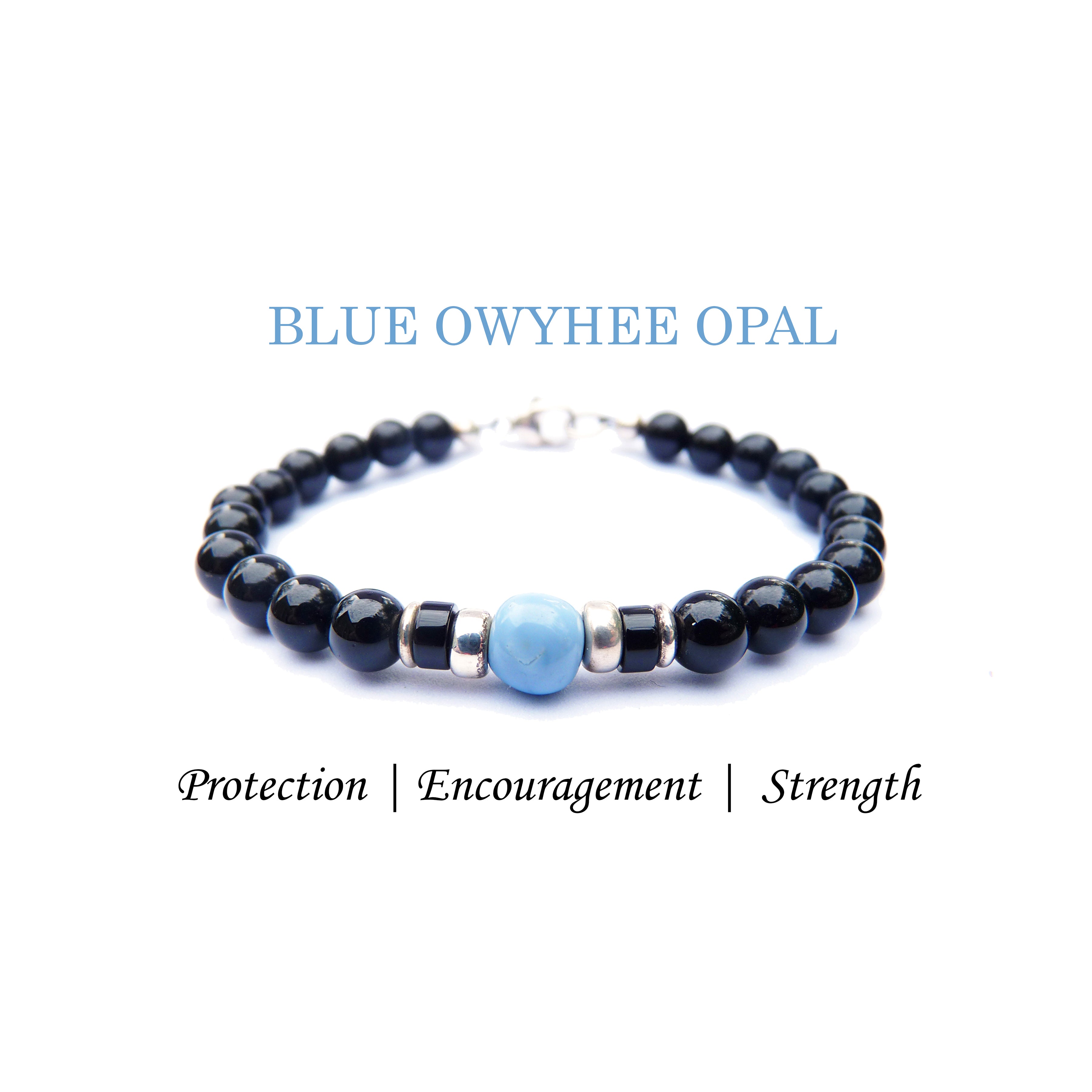 Owyhee Blue Opal Mens Birthstone Bracelet, October Birthstone, Libra Zodiac