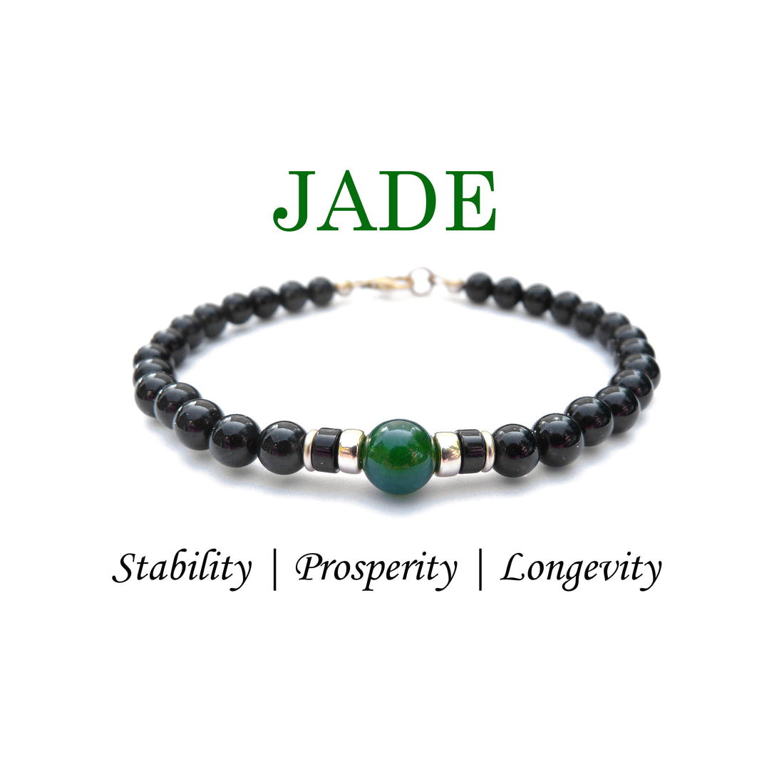 Jade Mens Birthstone Bracelet, May Birthstone Jewelry, Taurus Zodiac Bracelet, Mens Custom Personalized Gemstone Beaded Black Onyx Birthday Gift