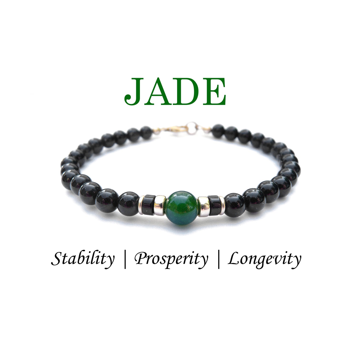 Jade Mens Birthstone Bracelet, May Birthstone Jewelry, Taurus Zodiac Bracelet, 6MM Custom Personalized Gemstone Beaded Black Onyx Birthday Gift