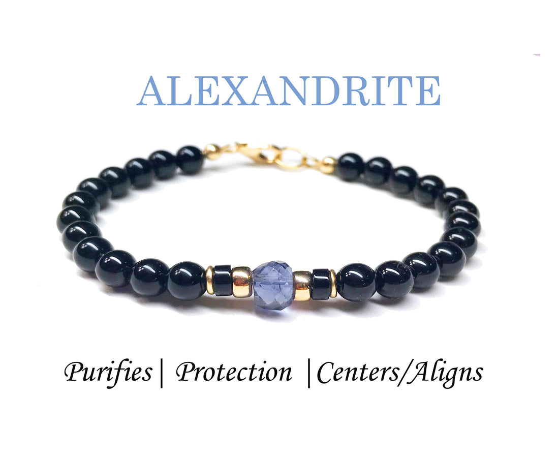 Handmade Alexandrite Bracelet. June Scorpio &amp; Gemini Zodiac birthstones. Perfect Father &amp; Son gift. 