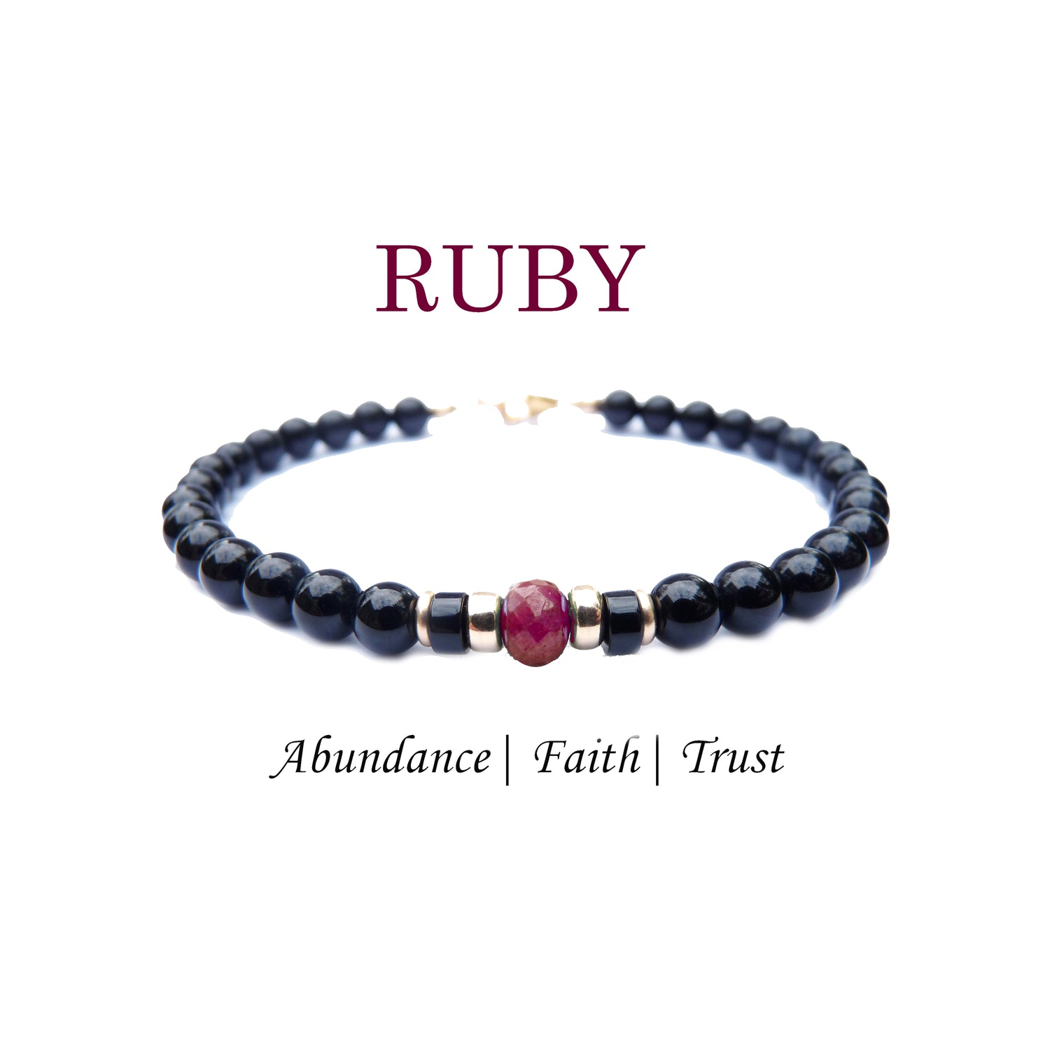 Ruby Birthstone Bracelets for Men, JULY Cancer &amp; Leo Zodiac Stones, 6MM Faceted Beaded Father &amp; Son Gifts