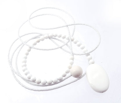 HARMONY White Jade Lariat Necklace Diane Keaton Lasso Necklace Somethings Gotta Give