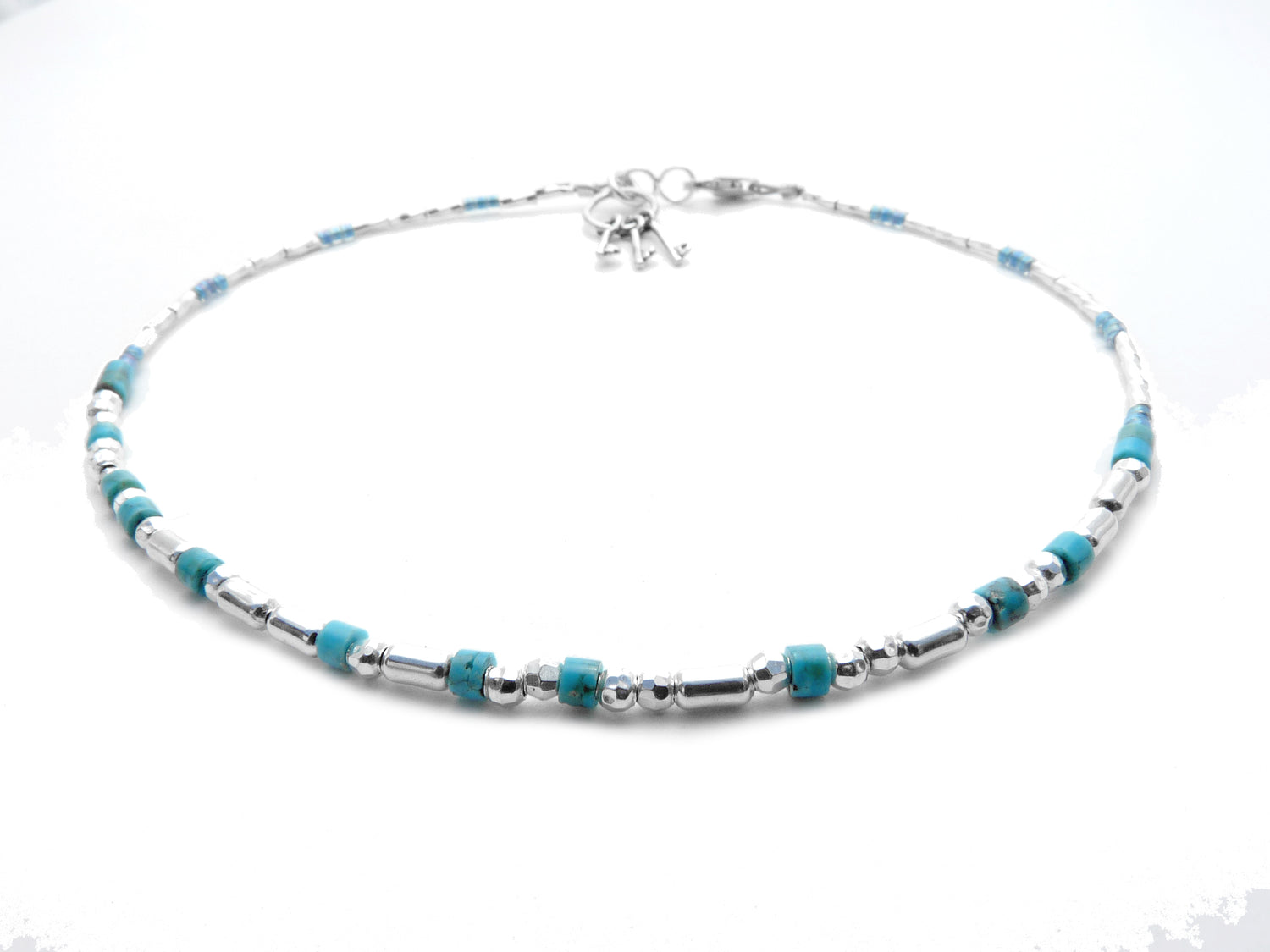 Morse Code Anklet in Silver, The Key is Willingness, Custom Words Accepted, Secret Message