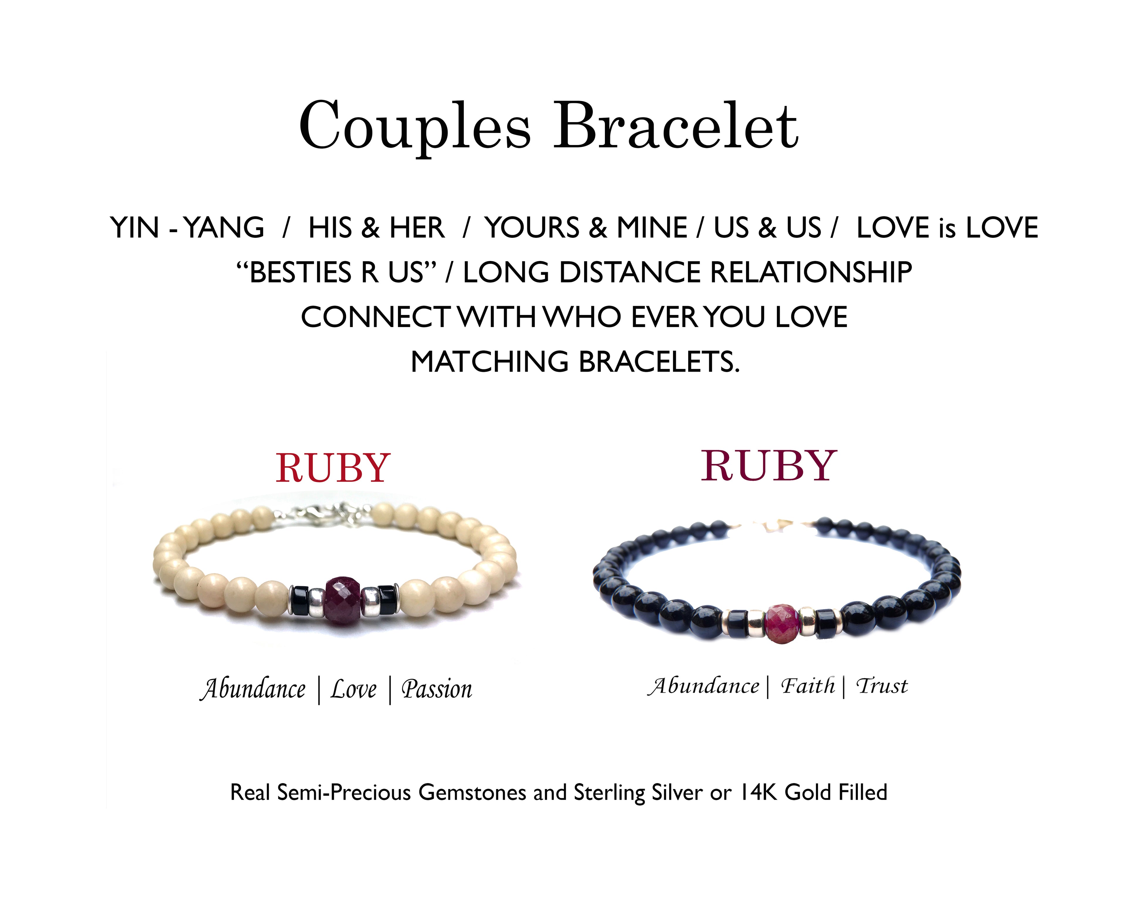 Ruby Birthstone Bracelets for Men, JULY Cancer &amp; Leo Zodiac Stones, 6MM Faceted Beaded Father &amp; Son Gifts