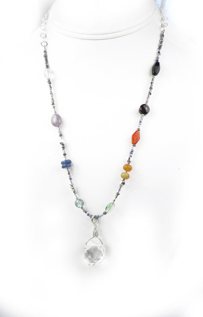 Authentic Chakra Gemstone Necklace 7 Stone Balancing, Alignment, Ancient &amp; Traditional Crystal Meaning NEC-CHA20