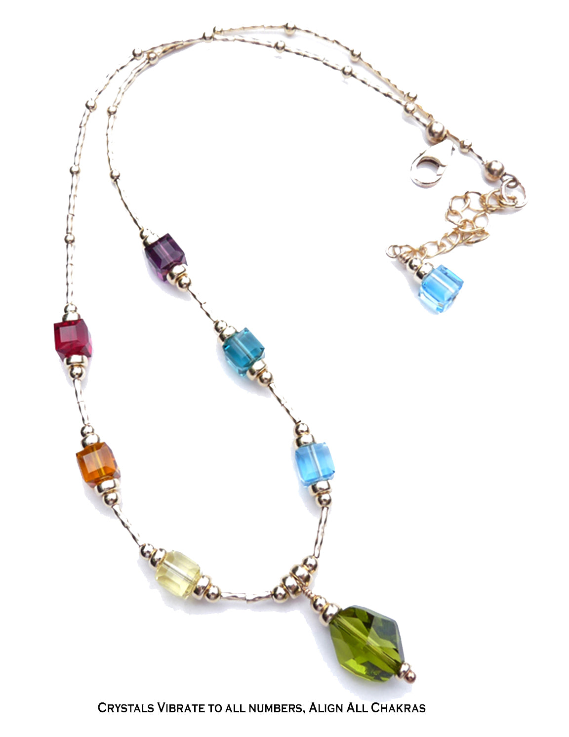 Gold Crystal Authentic Chakra Necklace Balancing Alignment Healing Crystals NEC CHA07 18 Inches
