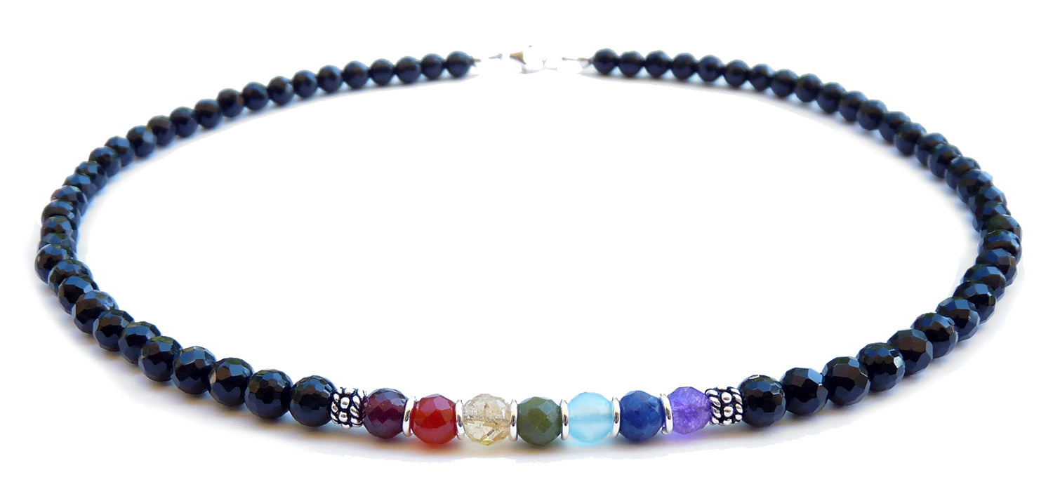 6MM Authentic Chakra Gemstone Necklace, 7 Stone Chakra Balance Align Energy Ancient &amp; Traditional Meaning of Crystals NEC-CHA02