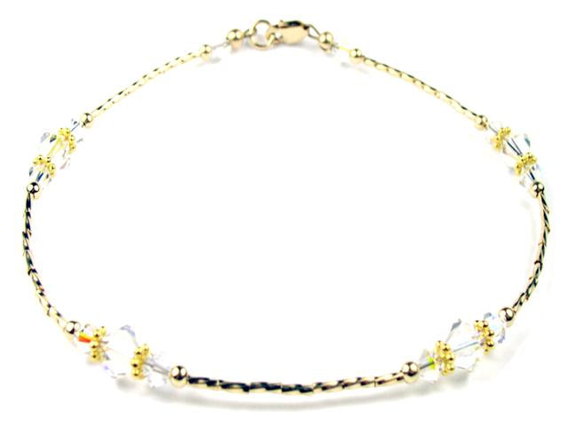 Crystal April Birthstone Anklet 14K Gold Filled Handmade Crystal Beaded Ankle Bracelet Birthday Gift for Her