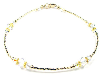 Crystal April Birthstone Anklet 14K Gold Filled Handmade Crystal Beaded Ankle Bracelet Birthday Gift for Her