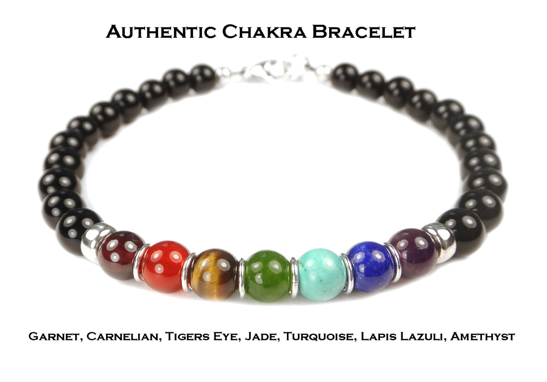 Mens Chakra Bracelets, Authentic 7 Stone Chakra Jewelry, Genuine Gemstones Mala Yoga Bracelets, Jewels for Gents