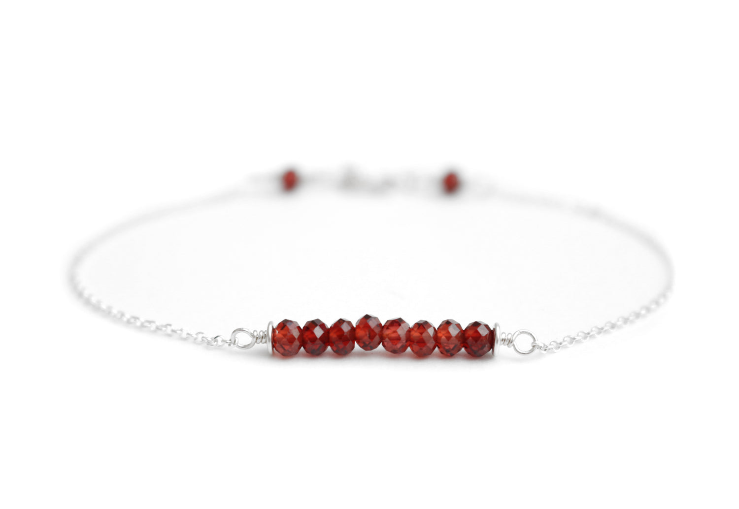 Garnet Bracelet, Gemstone Beaded Bracelets for Women, Red Garnet Jewelry, January Birthstone, Capricorn Birthday Gifts for Her in Gold &amp; Sterling Silver