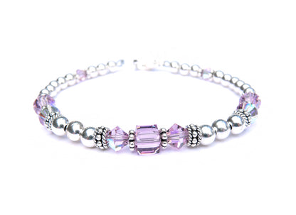Alexandrite Bracelets, June Birthstone Bracelets, Handmade Silver Purple Crystal Jewelry