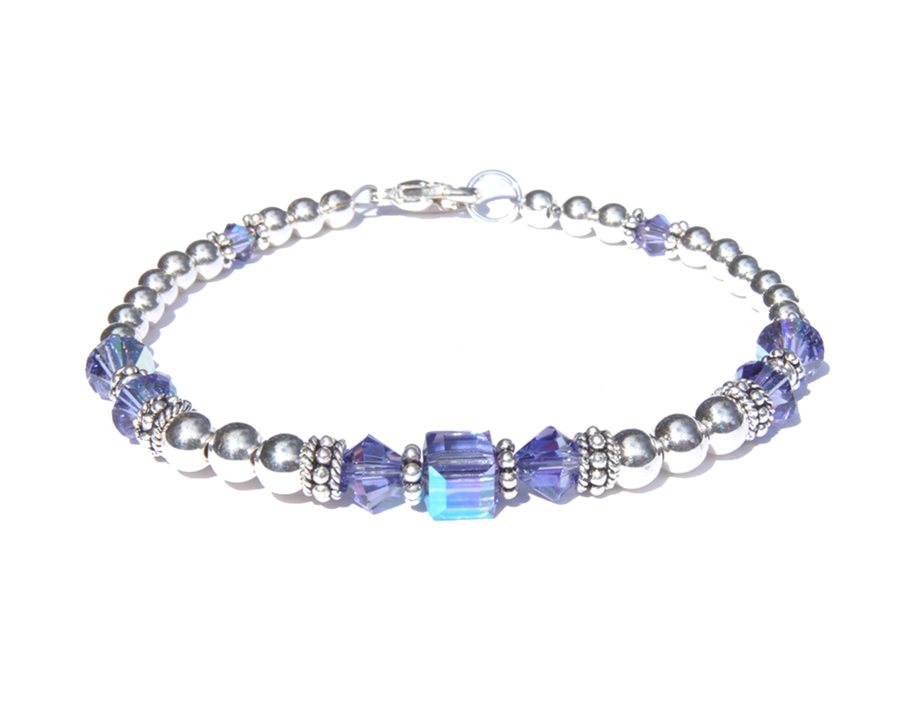 Tanzanite Bracelets, December Birthstone Bracelets, Handmade Silver Purple Crystal Jewelry Bracelets