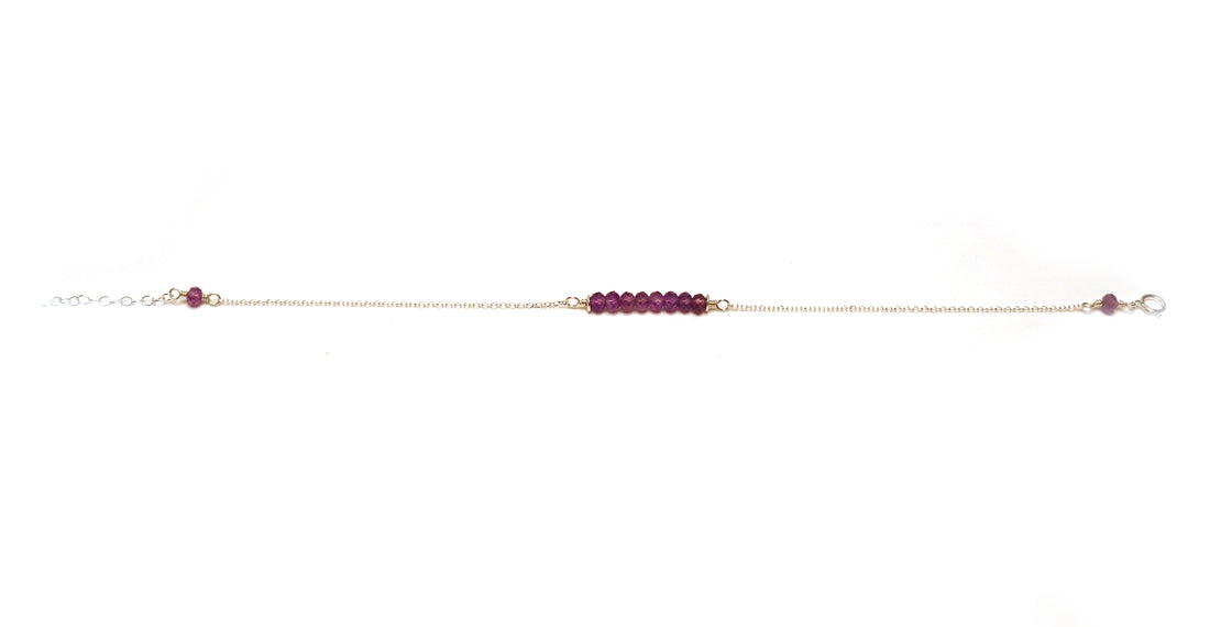 Sparkling Natural Garnet Gemstone Bar Bracelet, Real Genuine January Birthstone Jewelry.