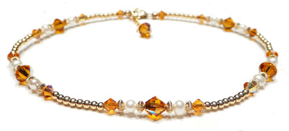 Handmade Gold Yellow Topaz Anklet, November Birthstone Anklet, Gold Beaded Ankle Bracelet