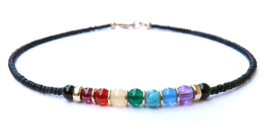 Dainty 14K GF Chakra Bracelets, Mindfulness Gift, Real Crystals Protection, Gemstone Bracelet Medatation Gifts B7038