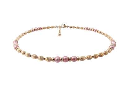 14k GF Pink Freshwater Pearl Beaded Anklets, June Birthstone Crystal Beaded Ankle Bracelet Birthday Gift for Her