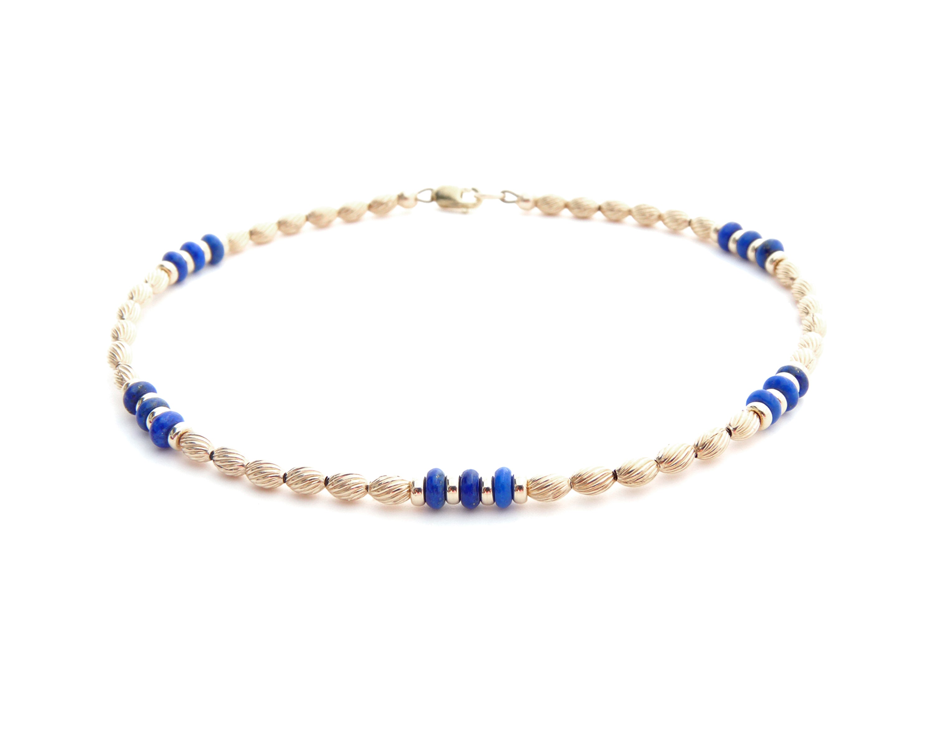 Gold Blue Lapis Lazuli Gemstone Anklets December Birthstone Crystal Healing Ankle Bracelets