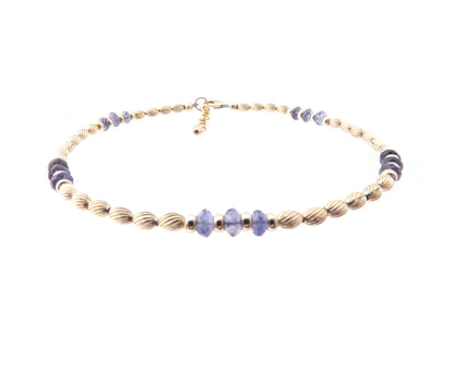 Handmade Gold Tanzanite Gemstone Anklets, December Birthstone Beaded Ankle Bracelets