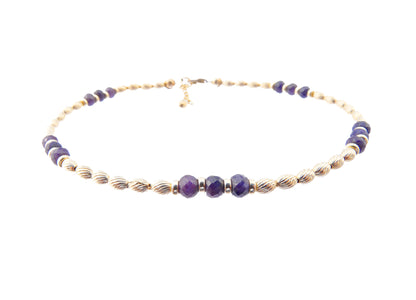 Handmade Gold Sapphire Gemstone Anklets, September Birthstone Crystal Beaded Ankle Bracelet Birthday Gift for Her