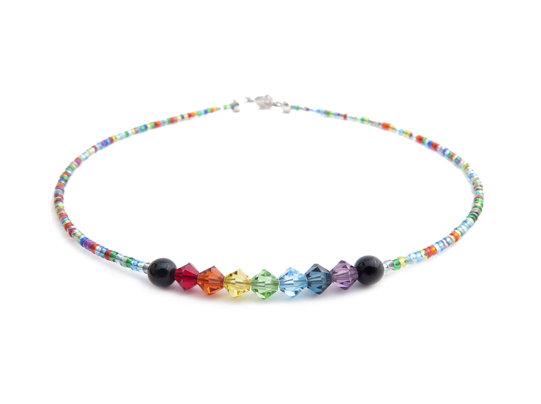 Beaded Chakra Anklet Silver Crystal Balancing Handmade Beaded Ankle Bracelet Birthday Gift for Her