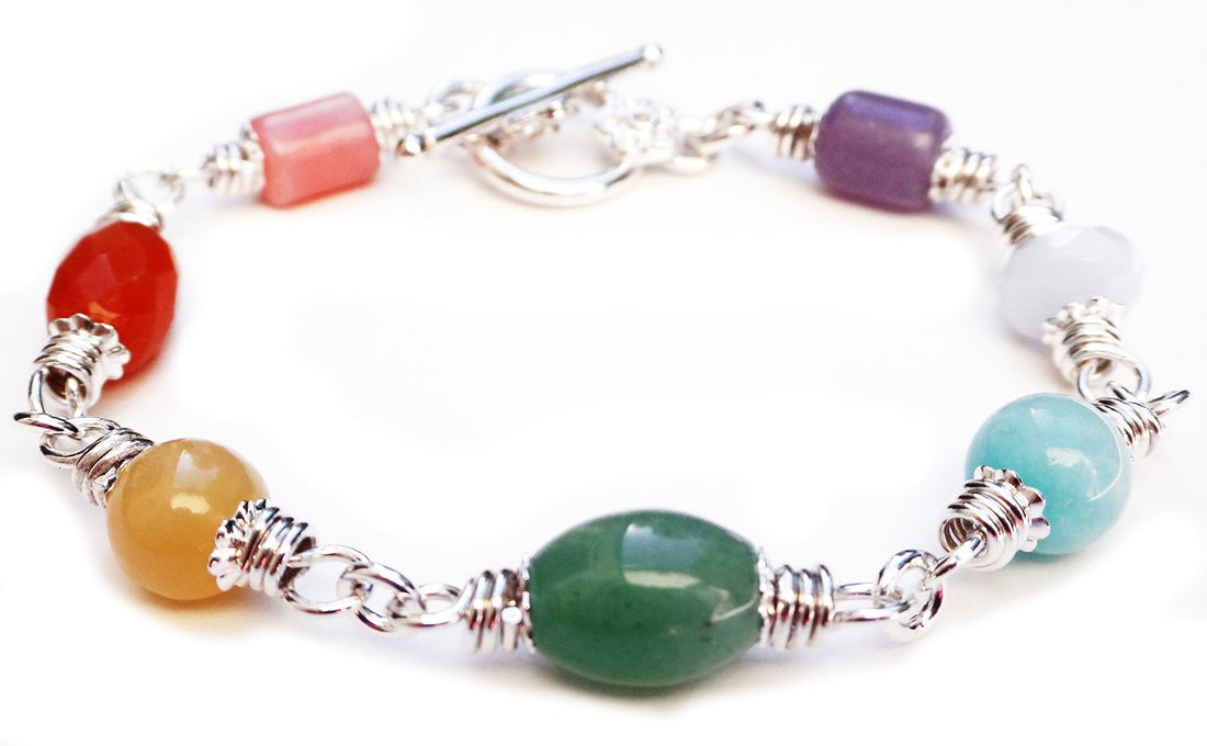 Chunky Pastel 7 Chakra Bracelets, Mindfulness Gift, Real Crystals Protection, Gemstone Bracelet Medatation Gifts B7025