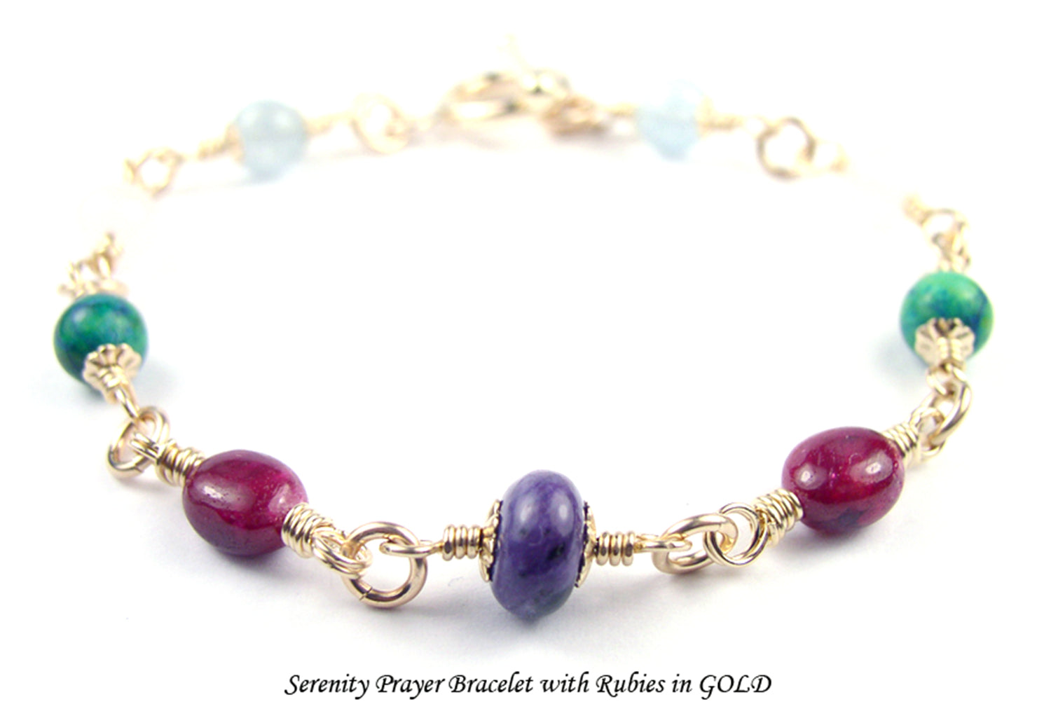 14K GF Gold Serenity Prayer Jewelry, Spiritual Gifts, Crystal Healing Bracelet