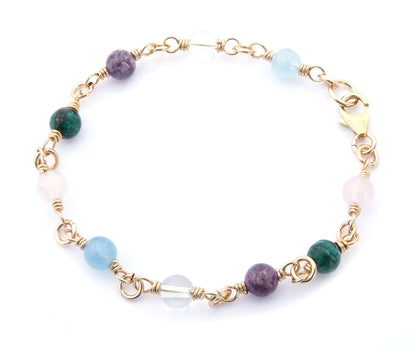 Quartz Serenity Prayer Jewelry, Spiritual Gifts, 14K GF Gold Crystal Healing Bracelet