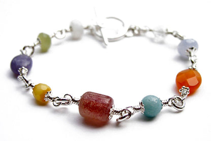 Pastel Chakra Bracelets, Mindfulness Gift, Real Crystals Protection, Gemstone Bracelet Medatation Gifts B7024