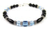 Blue Aquamarine Birthstone Bracelets, Black Onyx Crystal Jewelry Beaded Bracelets