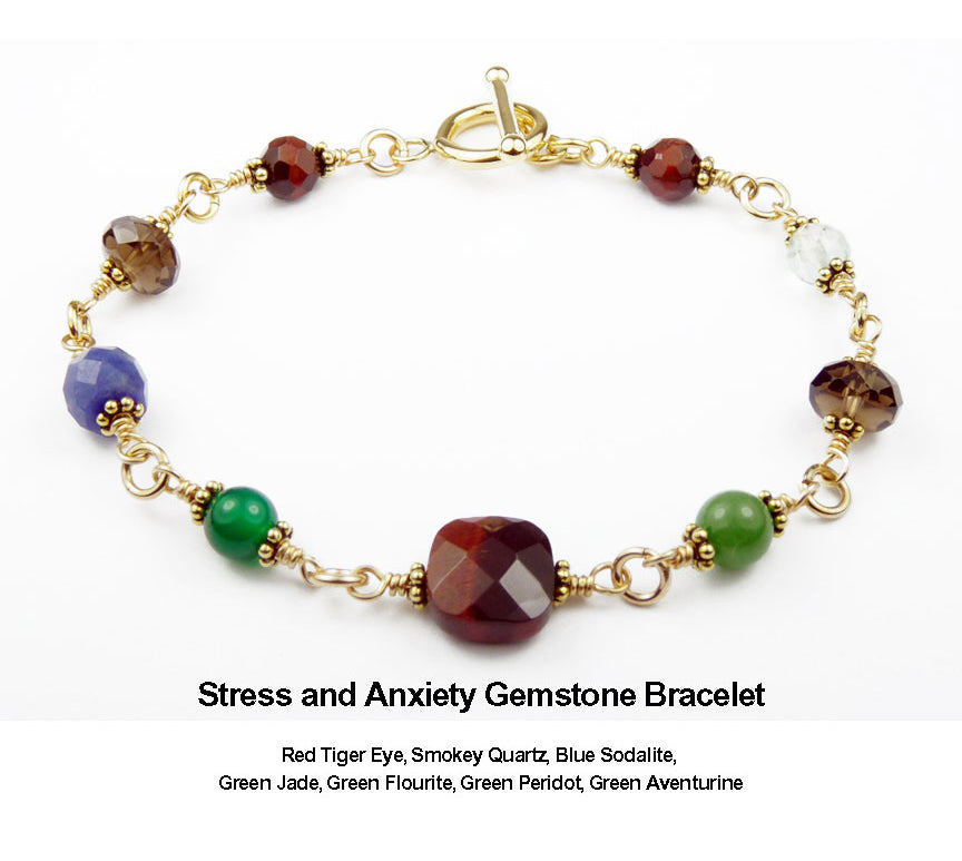 Stress and Anxiety Relief 14K GF Gold Crystal Healing Bracelet for Women