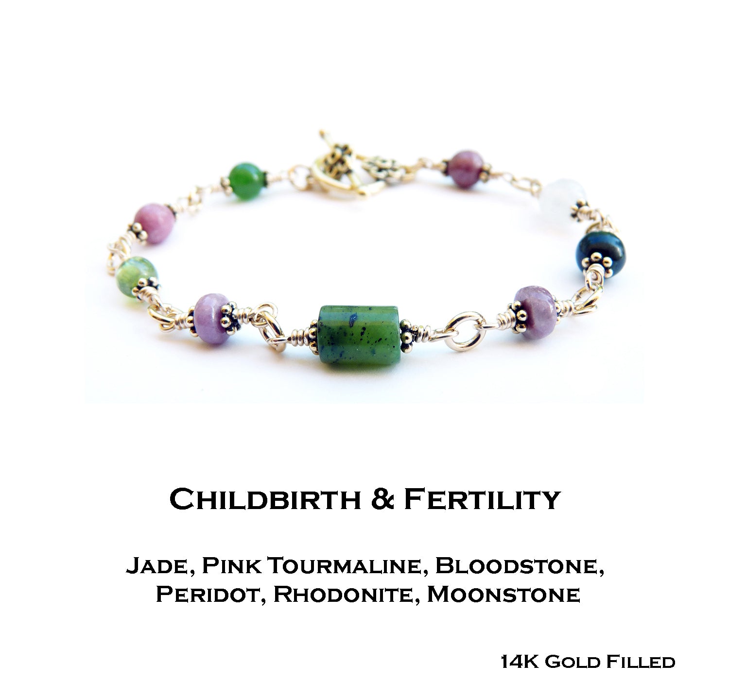 Fertility / Childbirth / Motherhood Talisman Bracelet 14K GF Gold Crystal Bracelet for Women