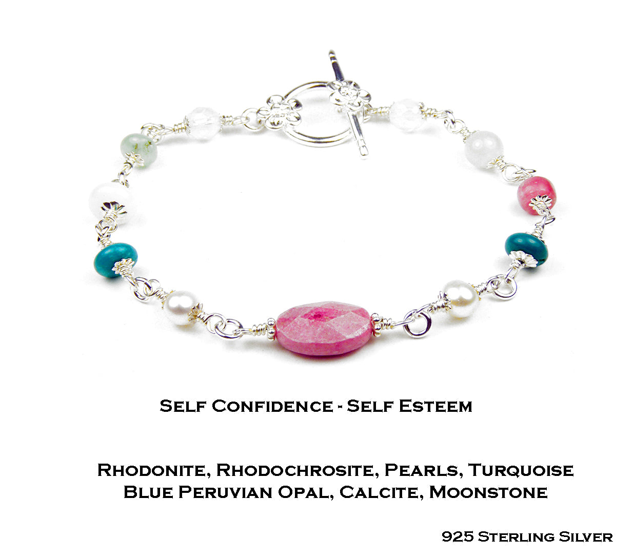 Silver Self-Confidence Bracelet &amp; Self-Esteem Crystal Healing Bracelet for Women