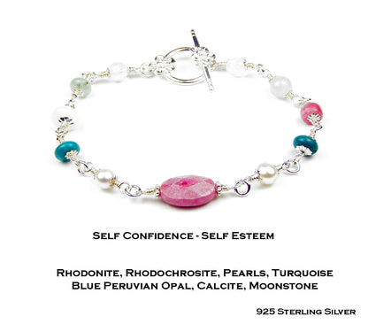 Silver Self-Confidence Bracelet &amp; Self-Esteem Crystal Healing Bracelet for Women