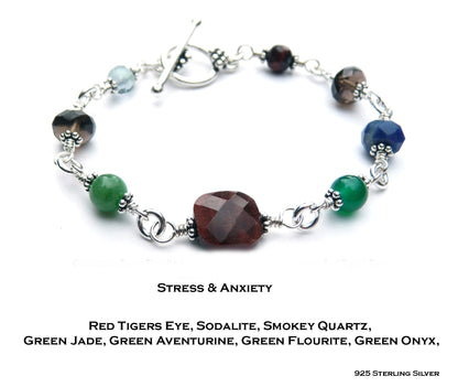 Silver Stress and Anxiety Relief Crystal Healing Bracelet for Women